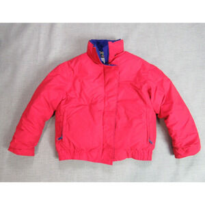 Vintage LL Bean Jacket Womens Large Red Down Bomber Nylon Coat USA Made 80s Zip